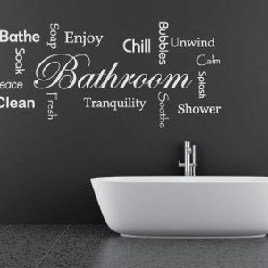 Bathroom Decal Words Wall Sticker En Suite Shower Room