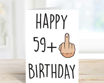 Birthday Card 60th Funny 59+1 Milestone Greeting Card for Him or Her, Humorous Adult Birthday Wishes
