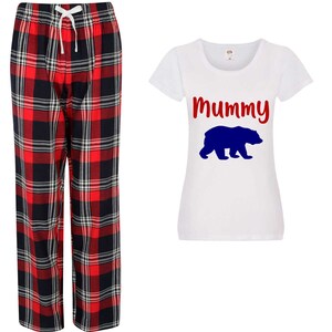 Ladies Mummy Bear Pyjamas Christmas PJ&#39;s Pyjamas Long