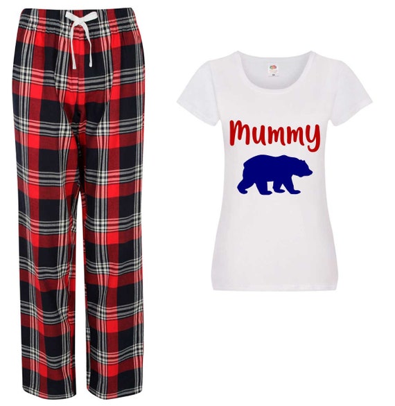 Ladies Mummy Bear Pyjamas Christmas Pj s Pyjamas Long Etsy