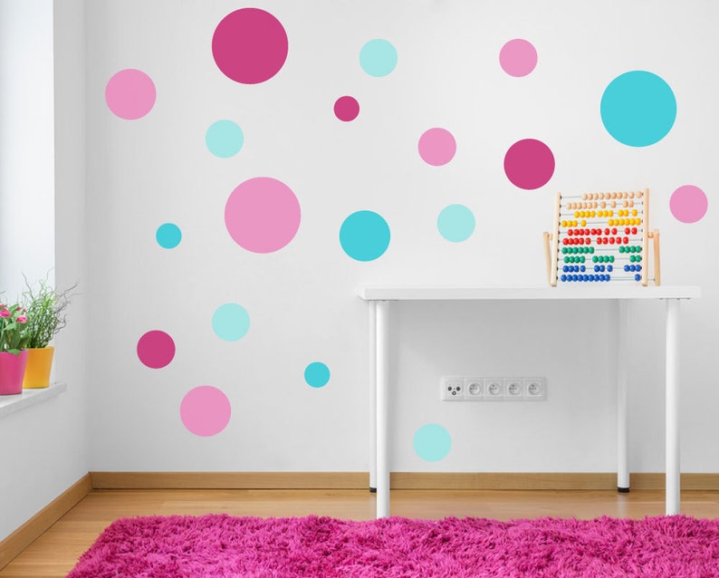 Spot Decals Pink Turquoise Aqua Polka Dot Wall Stickers Etsy