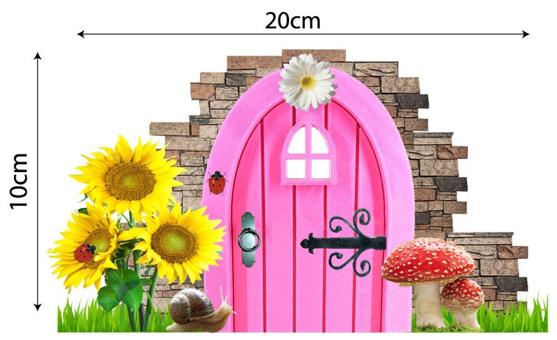 Pink Fairy Cottage Door Wall Decal Sticker | Fairy Door Mural, Kids ...