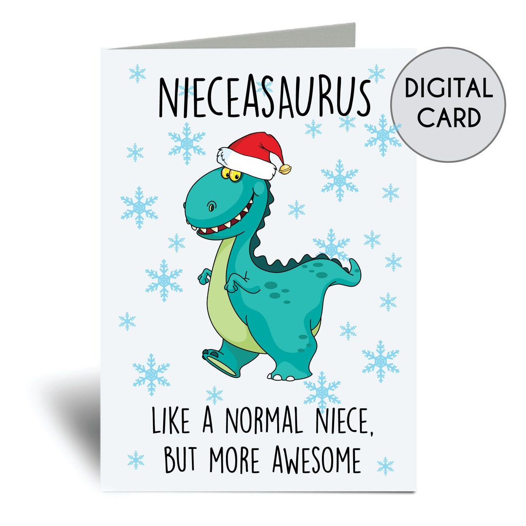 Printable Niece Christmas Card Nieceasaurus Dinosaur Digital - Etsy