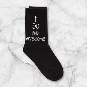 Black Socks 50th Birthday Men&#39;s Socks 50 and Awesome Gift Funny Birthday Present for Him