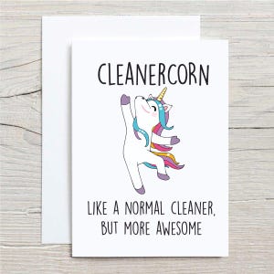 Cleaner Card Cleanercorn Unicorn Greeting Birthday Card Magical & Fun, Thank You Note
