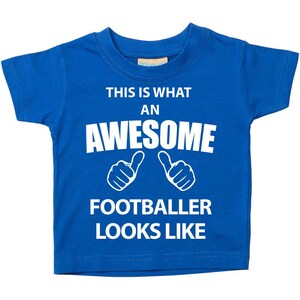 Footballer TShirt This Is What An Awesome Footballer Looks Like Tshirt Kids Sibling Text Children New Born Gift Present