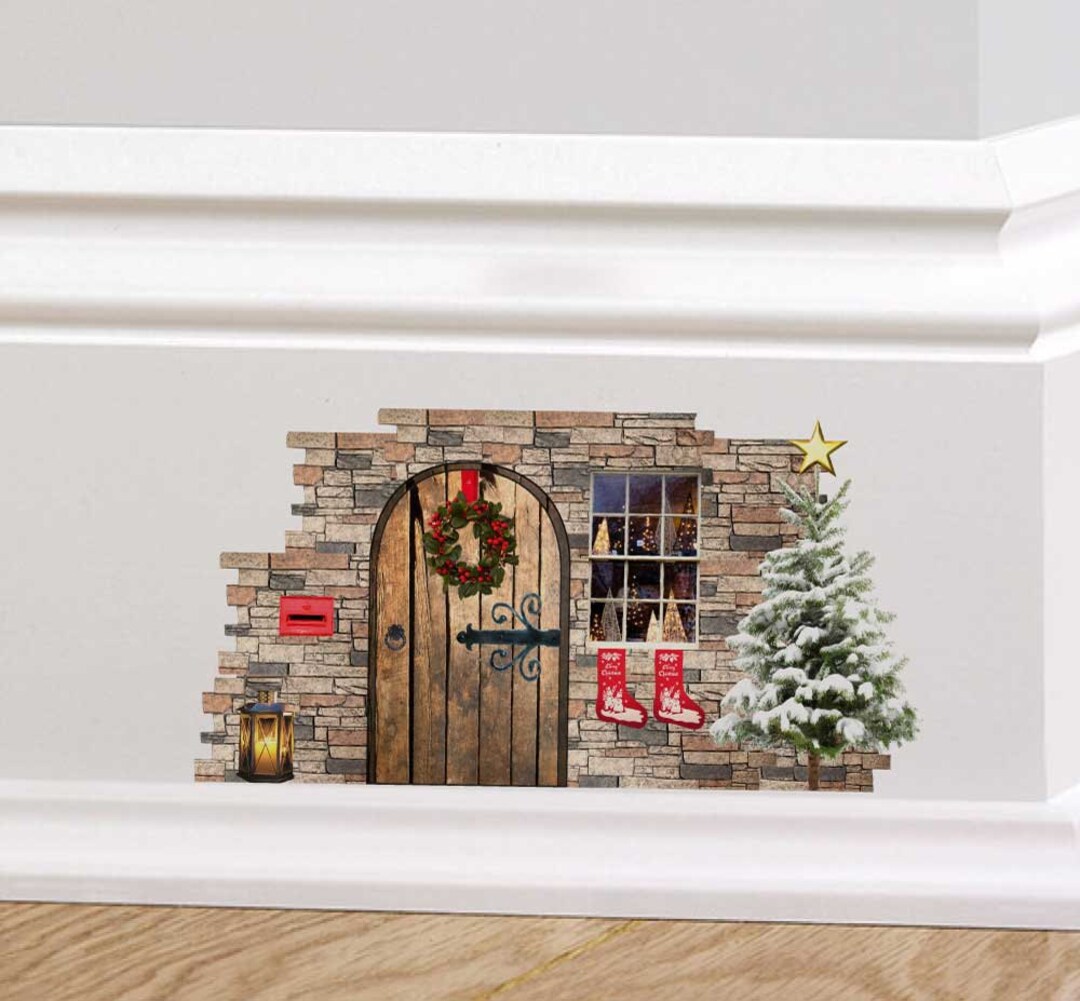 Christmas Fairy Cottage Door Wall Decal Sticker Mural Skirting Board ...