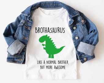 Brother Dinosaur Tshirt Cotton Kids Brothasaurus Sibling Children Toddler Gift Present