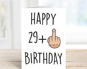 Birthday Card 30th Funny 29+1 Greeting Card for Him or Her, Milestone Humor, Unique Adult Birthday Party Invitation