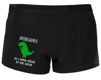 Lustige Boxer Schwarze Shorts Husbasaurus Geschenk