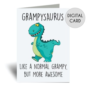 Tarjeta Grampysaurus imprimible Descarga digital Saludo Cumpleaños Descargable Grampy Abuelo Abuelo Instantáneo