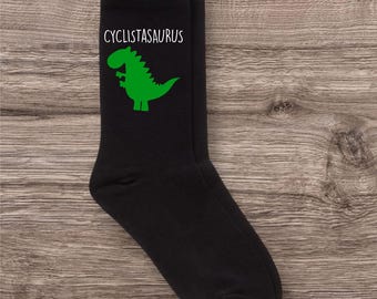 Men's Dinosaur Socks Cyclist Cyclistasaurus Black Breathable Novelty Socks Fathers Day Gift Boyfriend Husband Uncle