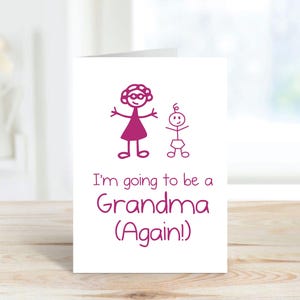 Carte de grand-mère Je vais être une grand-mère encore Faire-part de grossesse Voeux Carte d'anniversaire Saint Valentin