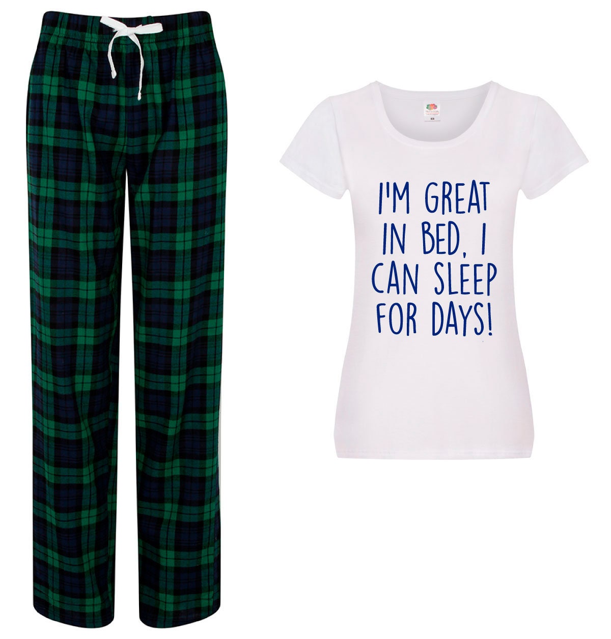 Funny PJ s Pyjamas I m Great In Bed I Can Sleep For Days Tartan Pajamas