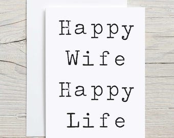 Husband Card Happy Wife Happy Life Greeting Birthday Card Husband Wife Girlfriend Boyfriend