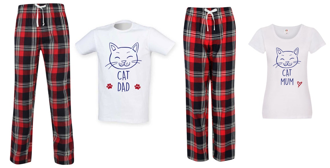 Cat Pyjamas Cat Mum Dad Pajama Set Pj's Fathers Day Cat Lover Gift - Etsy