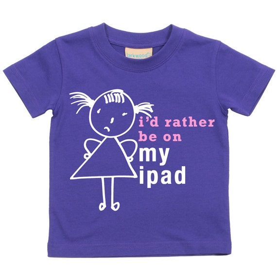 Boys Id Rather Be On My Ipad Tshirt Baby Toddler Kids Available in Sizes 0-6 Months to 14-15 Years Son Stick Person 