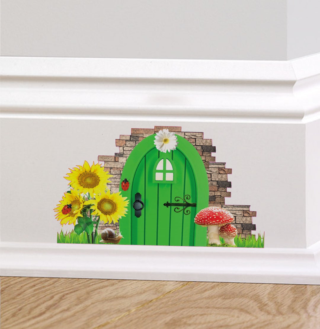Green Fairy Cottage Door Wall Decal Sticker - Mural & Quirky Decorative ...