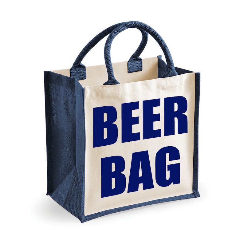 Beer Bag Shopping Bag Beer Medium Jute Bag Navy Reusable Black Shopper