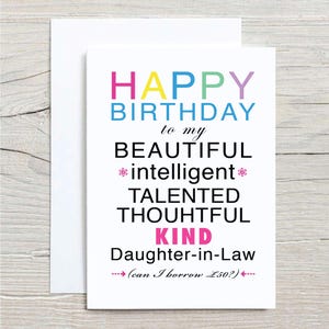 Daughter In Law Birthday Card Happy Birthday Daughter In Law Funny Greeting Birthday Card