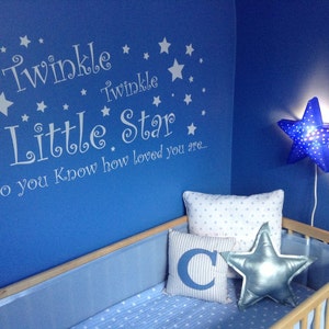 Nursery Wall Decal Twinkle Twinkle Little Star Sticker Kids Bedroom Baby Room Gift Affirmation Wall Art