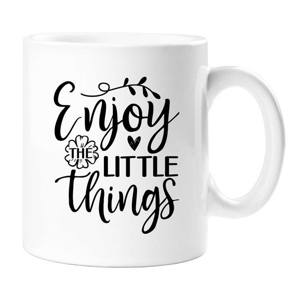 Enjoy The Little Things Mug Inspirational Affirmation Motivational Ceramic Present Gift Cup Present