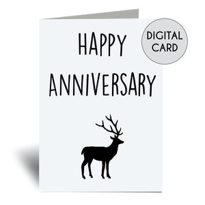 Printable Happy Anniversary Deer Dear Card Digital Download Downloadable Instant