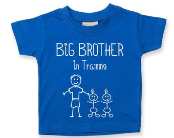 TWINS Big Brother in Training T-Shirt Kids Sibling Text Children New Born Gift Present Brothers
