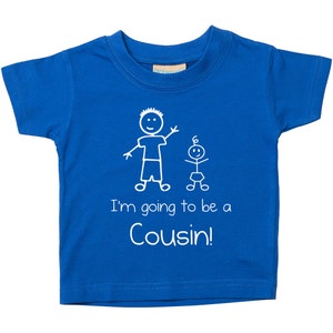 Cousin T Shirt I&#39;m Going to be a Cousin Boys Blue Kids Text Children New Born Gift Present Cousins