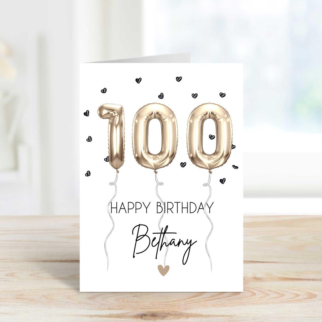 Personalised 100th Birthday Card Foil Balloon Hundredth Card for Her - Etsy
