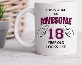 Cadeau-idee: geweldige 18-jarige mok - perfecte beker voor 18e verjaardag, leuk en uniek aandenken voor hem of haar