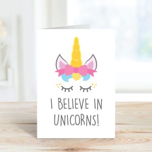Unicorn Card I Believe In Unicorns Greeting Birthday Card Friend