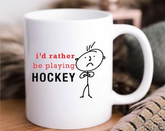 Hockey Mug Mens I'd Rather Be Playing Hockey Lover Cup Friend Gift Present
