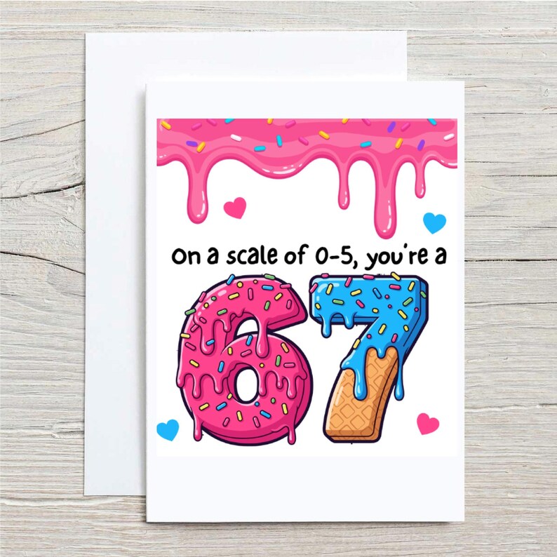 67 Card Scale 0-5 6 7 Six Seven Meme Greeting Card - Etsy
