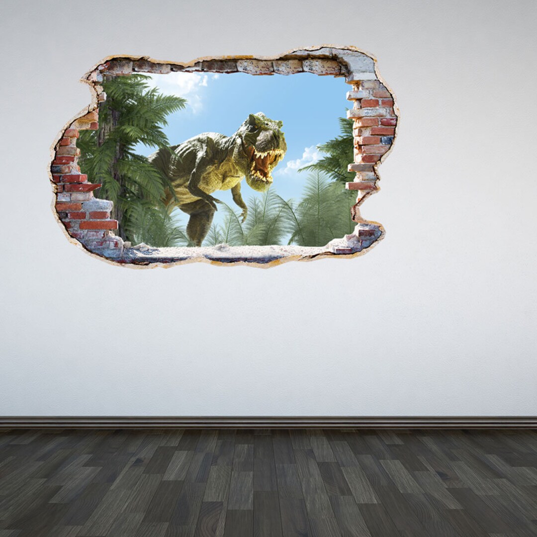 Dinosaur Wall Decal T Rex Smashed Wall 3D Effect Under the Sea Ocean ...