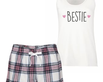 Bestie Pajamas PJ s Pyjamas Best Friends Tartan Frill Shorts