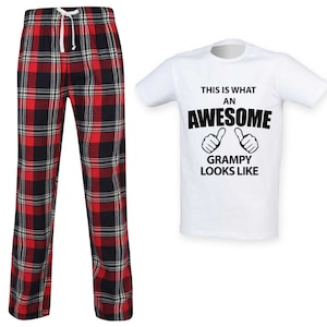 Grampy Tartan Pajamas Awesome Grampy Long PJ&#39;s Pyjamas