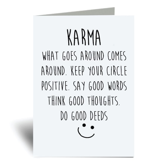 Karma Card What Goes Around Comes Around Keep Your Circle Etsy