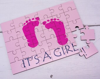 It's A Girl Secret Message Wooden Jigsaw Pregnancy Announcement New Baby