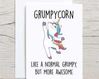 Grumpy Card Grumpycorn Unicorn Greeting Birthday Card Mothers Day