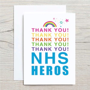 NHS Hero Thank You Card Rainbow Greeting Card Appreciation for Healthcare Workers