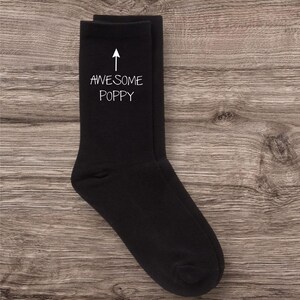 Mens  Awesome Poppy Black Socks - Fathers Day Gift for Him Birthday Christmas Present, Comfortable & Stylish