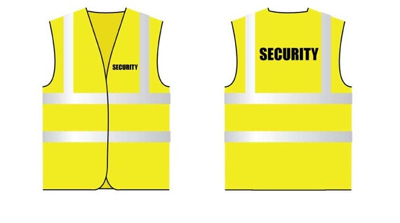 Hi Viz Vest Security Front And Back Safety Vest Reflective Site Work  Clothing Black Text Workwear