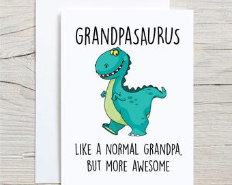 Grandpa Dinosaur Card Grandpasaurus Greeting Birthday Card Fathers Day