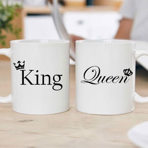 mug Set for Couples - King & Queen Gift - Matching Love Mugs for Him and Her - Perfect Anniversary or Wedding Present