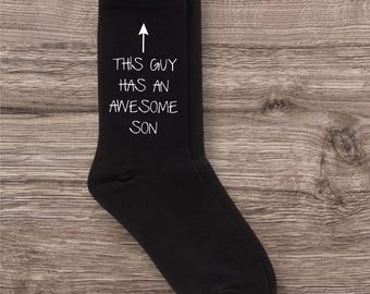 Mens This Guy Has Awesome Son Black Socks Fathers Day Present Birthday Christmas