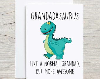Grandad Dinosaur Card Grandadasaurus Greeting Birthday Card Fathers Day