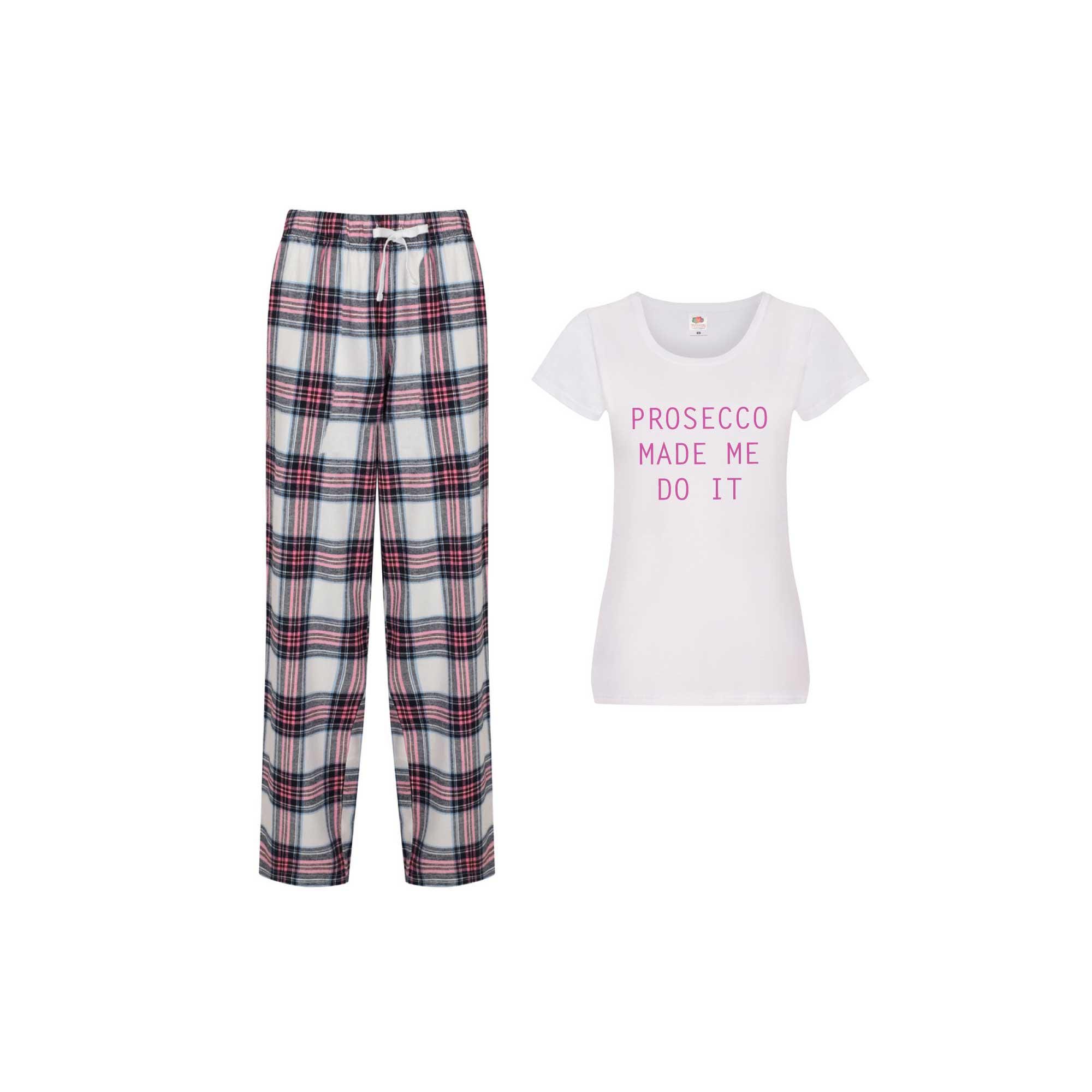 Ladies Prosecco Pyjamas Prosecco Made Me Do It. Long Tartan PJS - Etsy