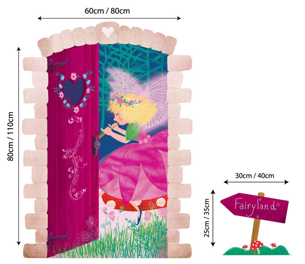Fairy Land Door Decal Wall Sticker Ilustrated Girls Bedroom Wall ...