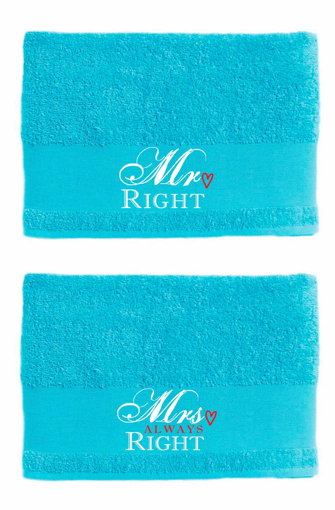 Couples Towel Set Mr Right Mrs Always Right 50cm X 100cm Etsy